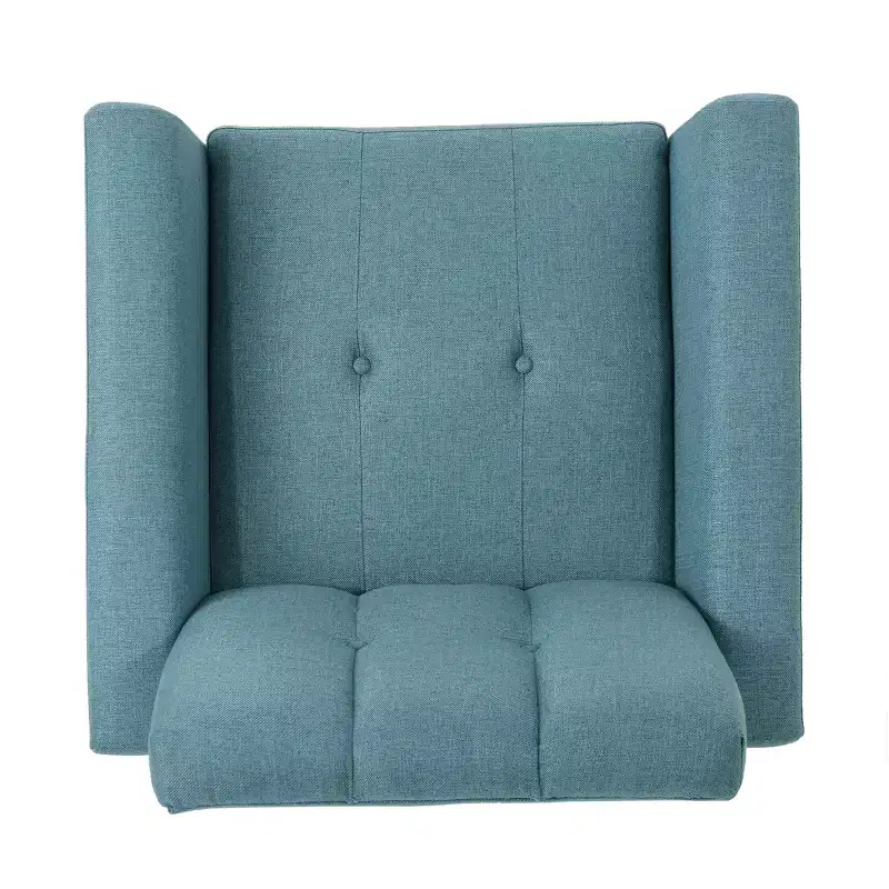 Mid-Century Fabric Button Tufted Club Chair with Channel Stitching