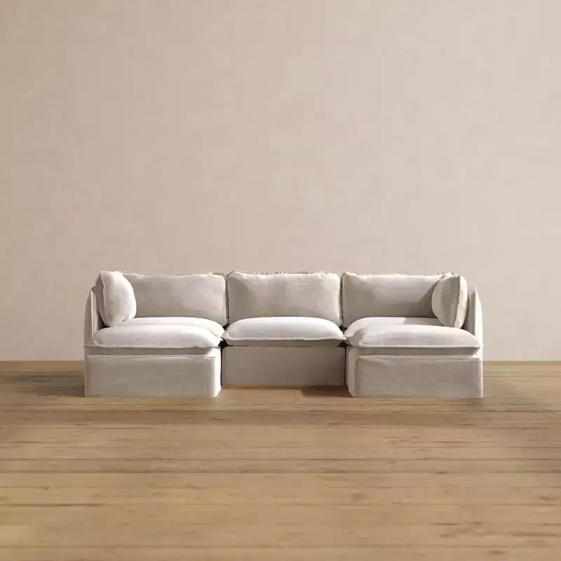 Anabei Modular Washable 3-Seater U-Sectional Sofa | Deluxe+ Seat & Cloud Pillow