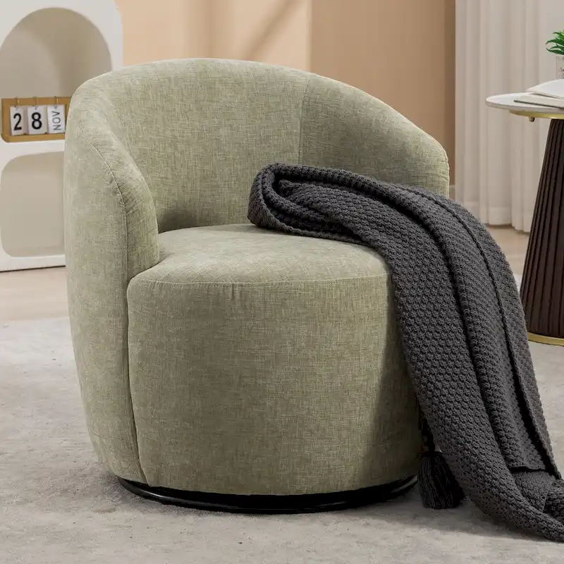25.6 Swivel Barrel Chair with Black Coating