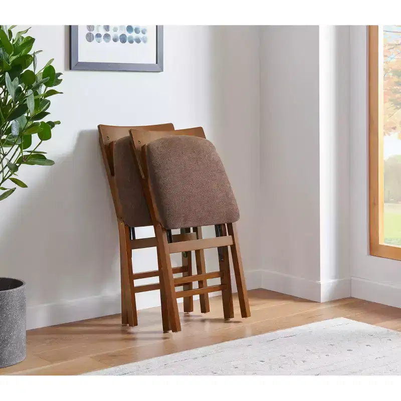 Stakmore Set of 2 Aztec Folding Chair Fruitwood Fully Assembled, Wood Frame