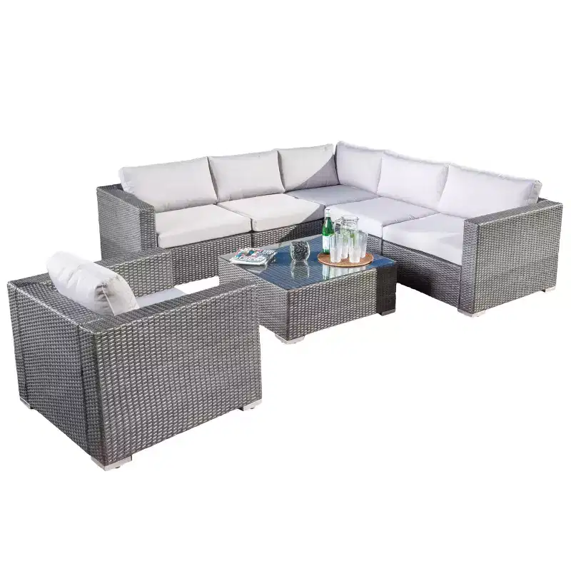 Christopher Knight Home Santa Rosa Outdoor Wicker 6 Seater Sectional Sofa Set with Cushions