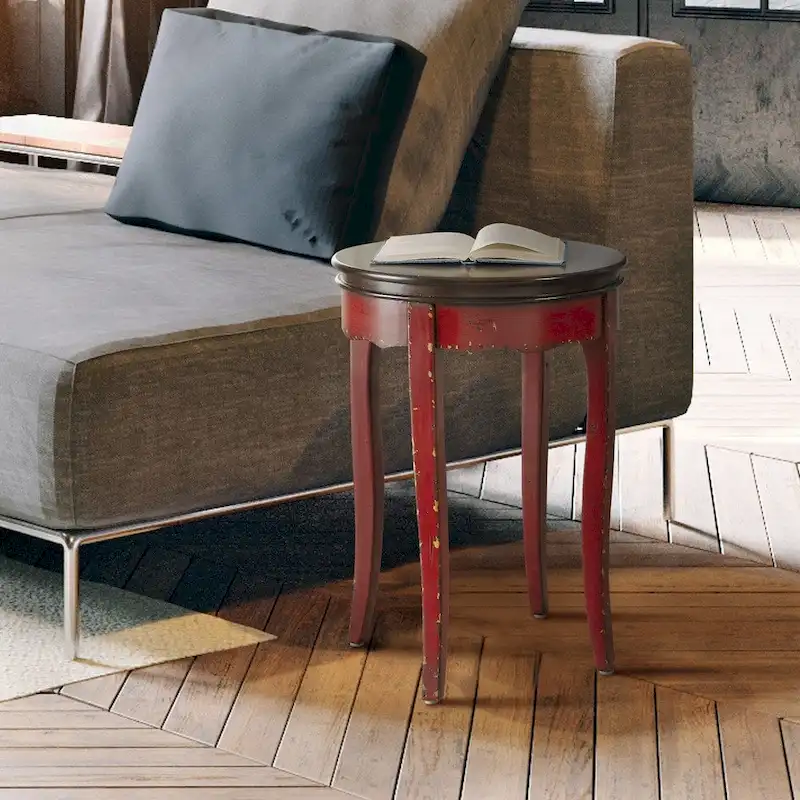 Lira Transitional White 18-inch Round Side Table by Furniture of America