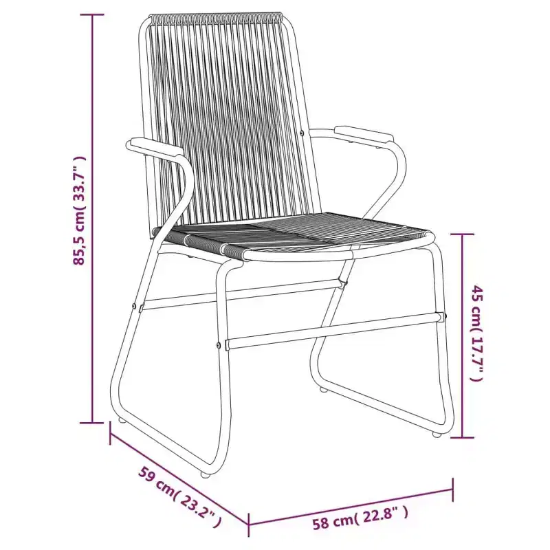 vidaXL Patio Chairs 2 pcs Black 22.8x23.2x33.7 PVC Rattan