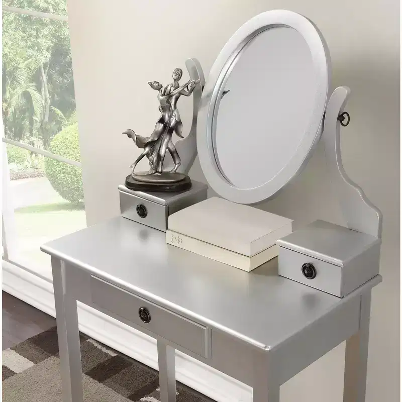Moniys Wood Moniya Makeup Dressing Dressing Table and Chair Set, Blue