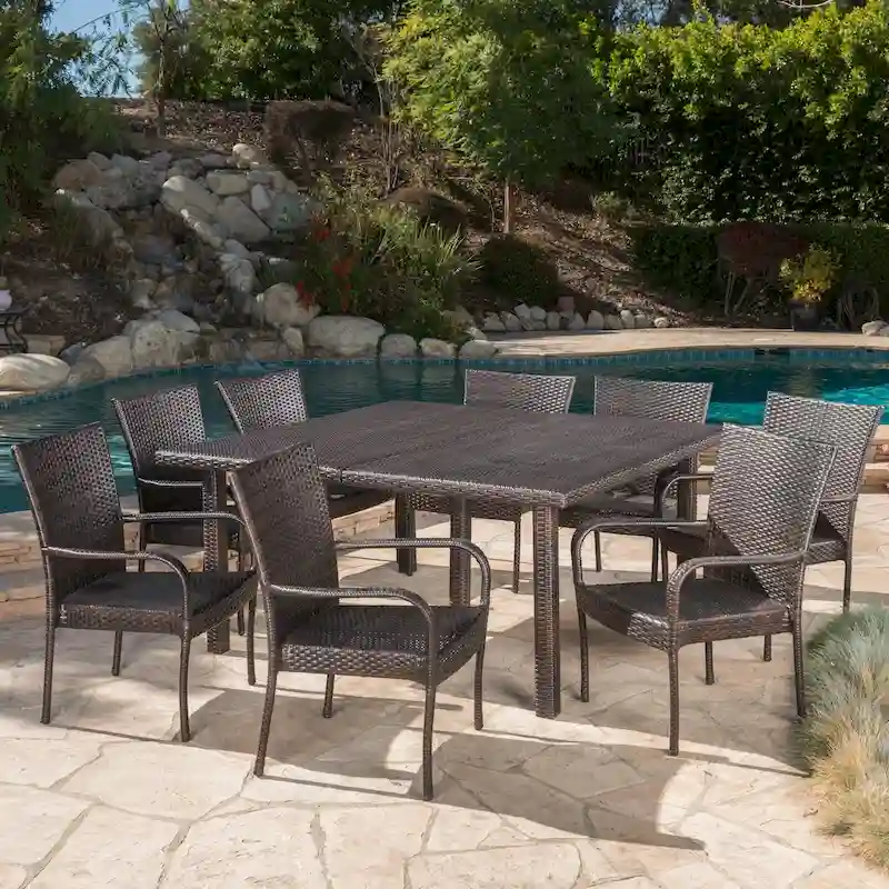 Fiona Outdoor 9-piece Wicker Dining Set by Christopher Knight Home