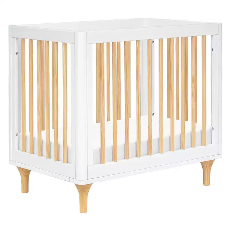 Babyletto Lolly 4-in-1 Convertible Mini Crib and Twin Bed with Toddler Bed Conversion Kit - White and Natural