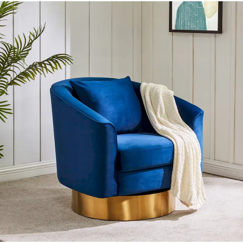 SAFAVIEH Couture Denecia Swivel Barrel Chair - 32.5 W x 32.1 L x 30.1 H - 33Wx32Dx30H