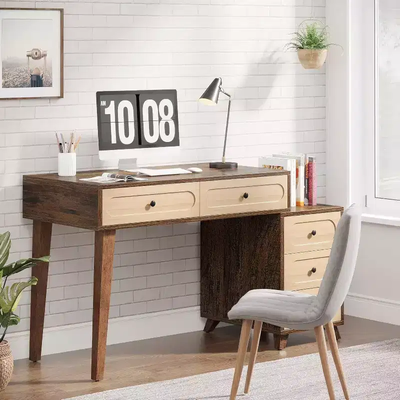 Lantine 51-Inch Computer Desk with 5 Drawers