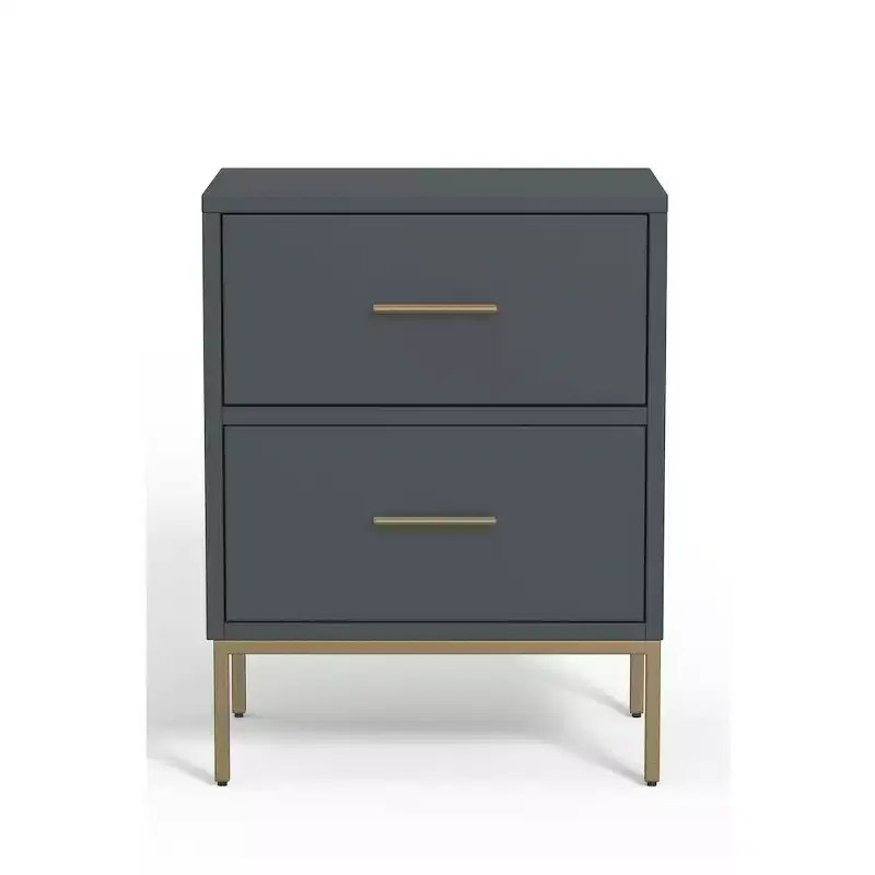 Slate Gray 2-Drawer Nightstand, Mahogany Veneer, 20