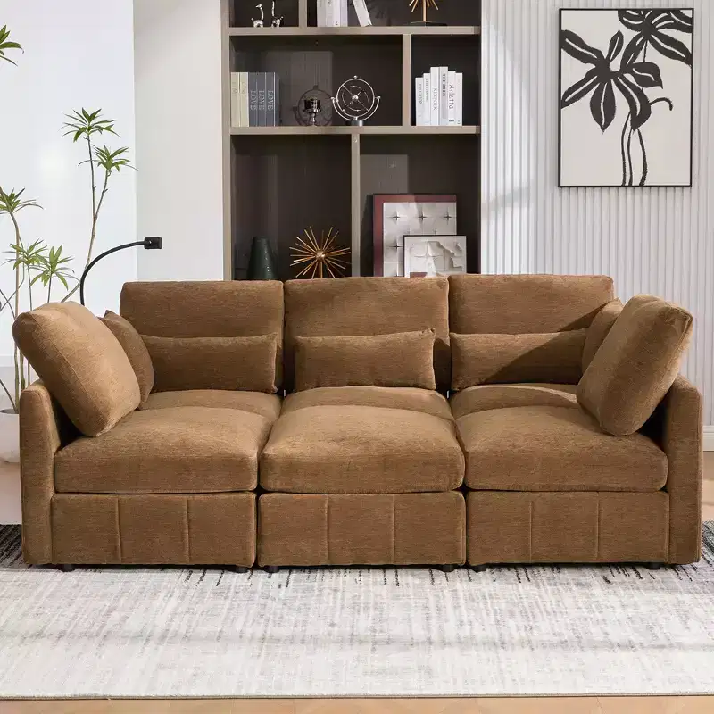 Merax Multifunctional Modular Sectional Sofa with Movable Ottoman