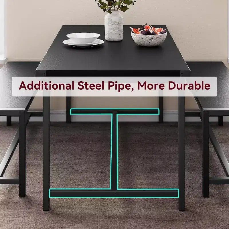 Dining Table Set for 4 with 2 Benches