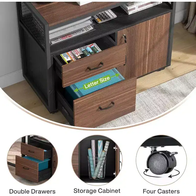 Lantine 63 L Shaped Executive Desk with Drawer Cabinet