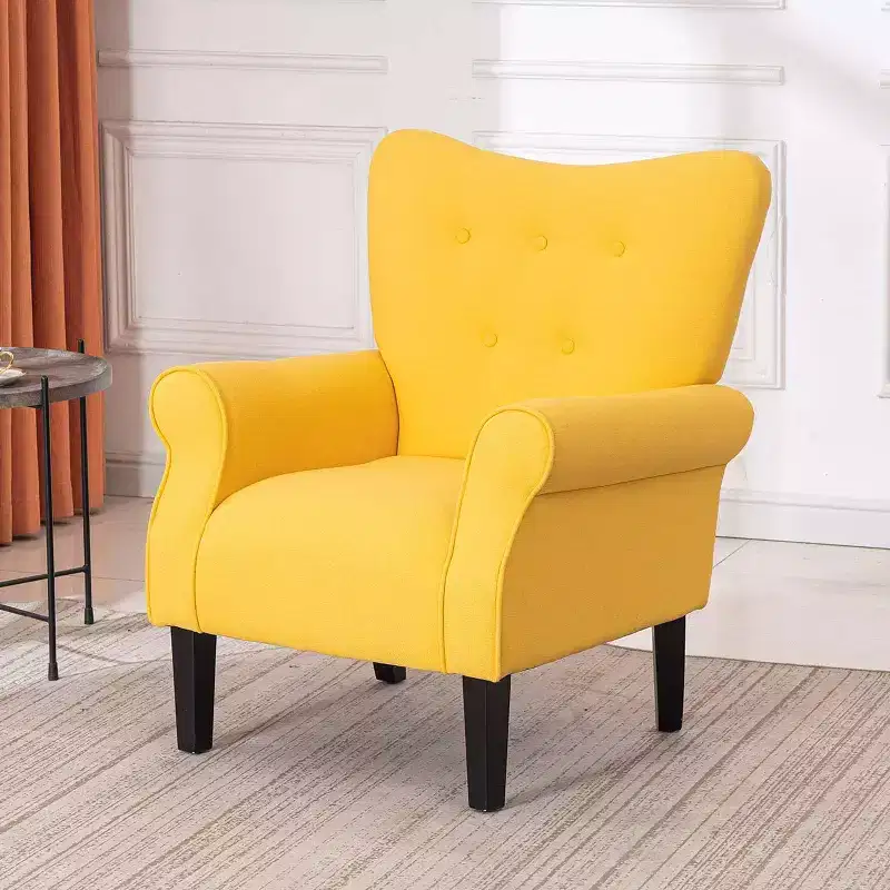 Erommy Mid Century Velvet Tufted Armchair, High Back Accent Chair