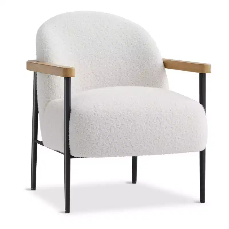 GustoWave 31.9'' Mid-Century Accent Chair, Metal Frame Reading Chair for Living Room - Beige