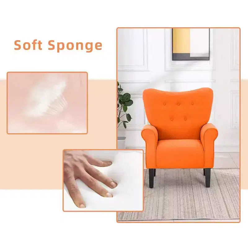 Erommy Mid Century Velvet Tufted Armchair, High Back Accent Chair