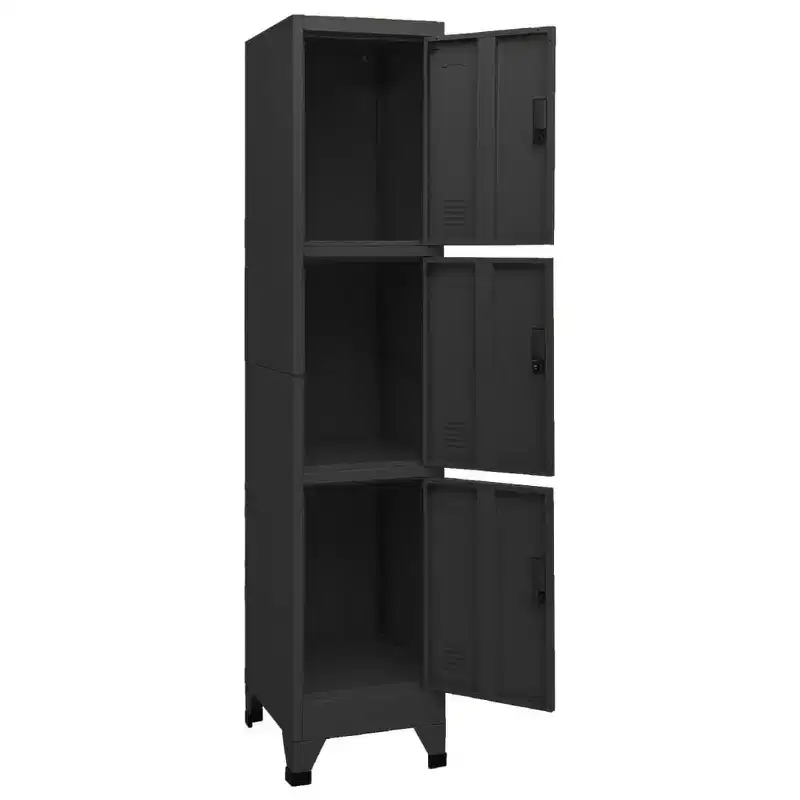 vidaXL Locker Cabinet Black Steel Locker Cabinet Rectangular Modern