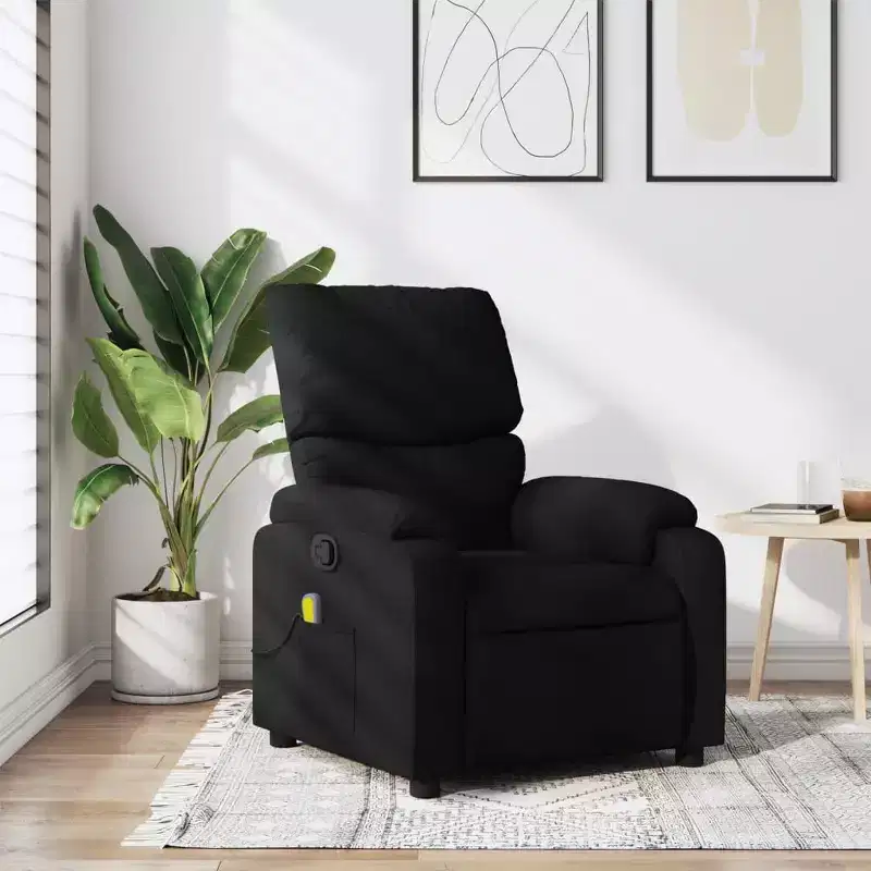 vidaXL Massage Recliner Chair Polyester, Metal, Plywood Single