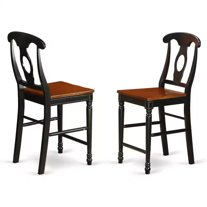 HomeStock Counter Height Barstools - Back Wood Seat