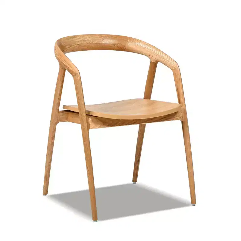 21 Scandinavian Sculpted Oak Wood Dining Chair, Warm Natural Brown Oak Wood