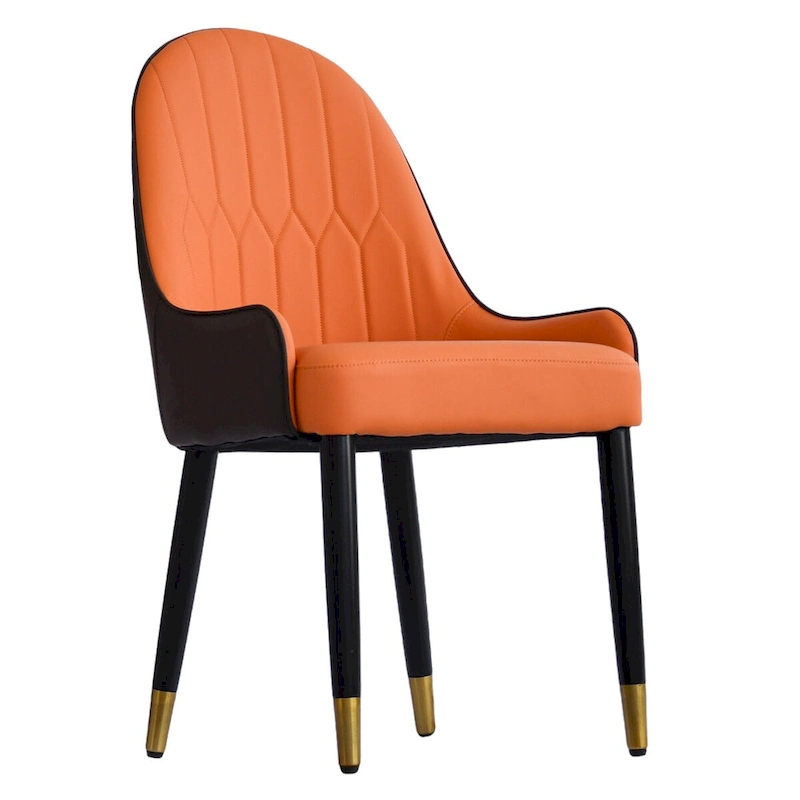 Modern PU Leather Set of 2 Dining Chairs with Metal Legs