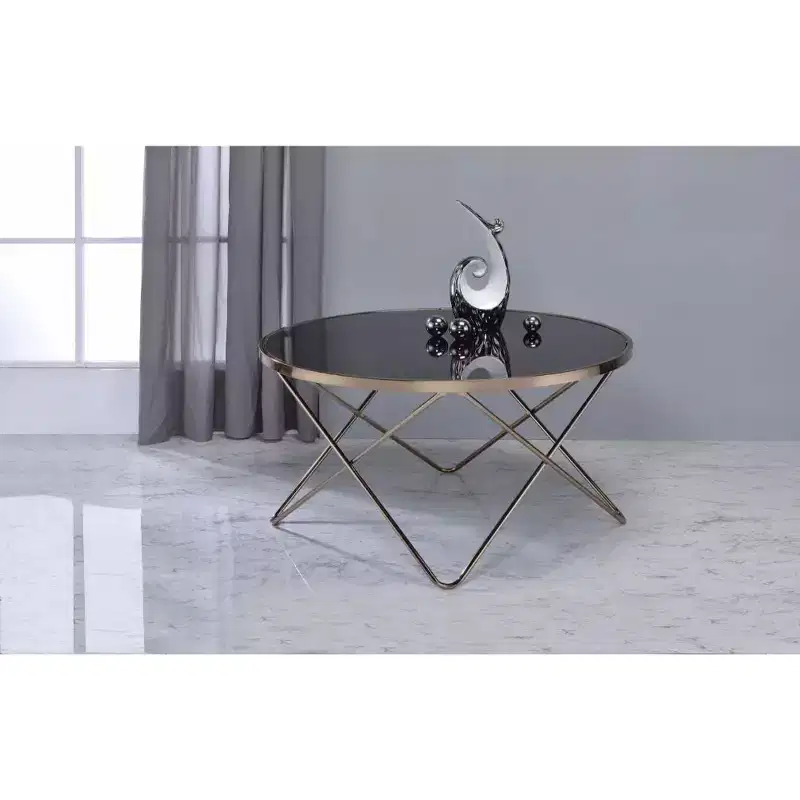 Coffee Table, Black Glass & Gold