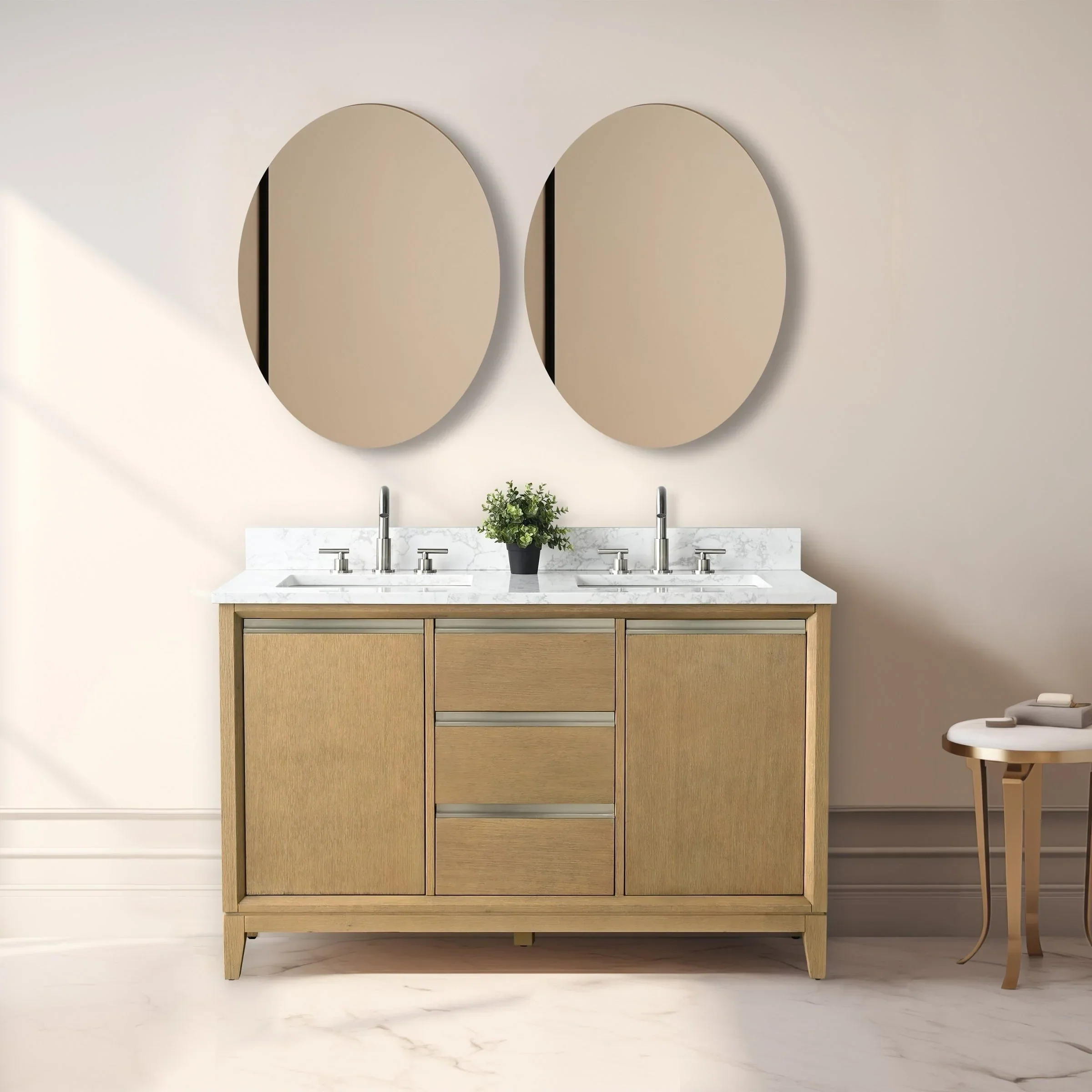 Vanity Art Bathroom Vanity with Ceramic Sink and Engineered Marble Top