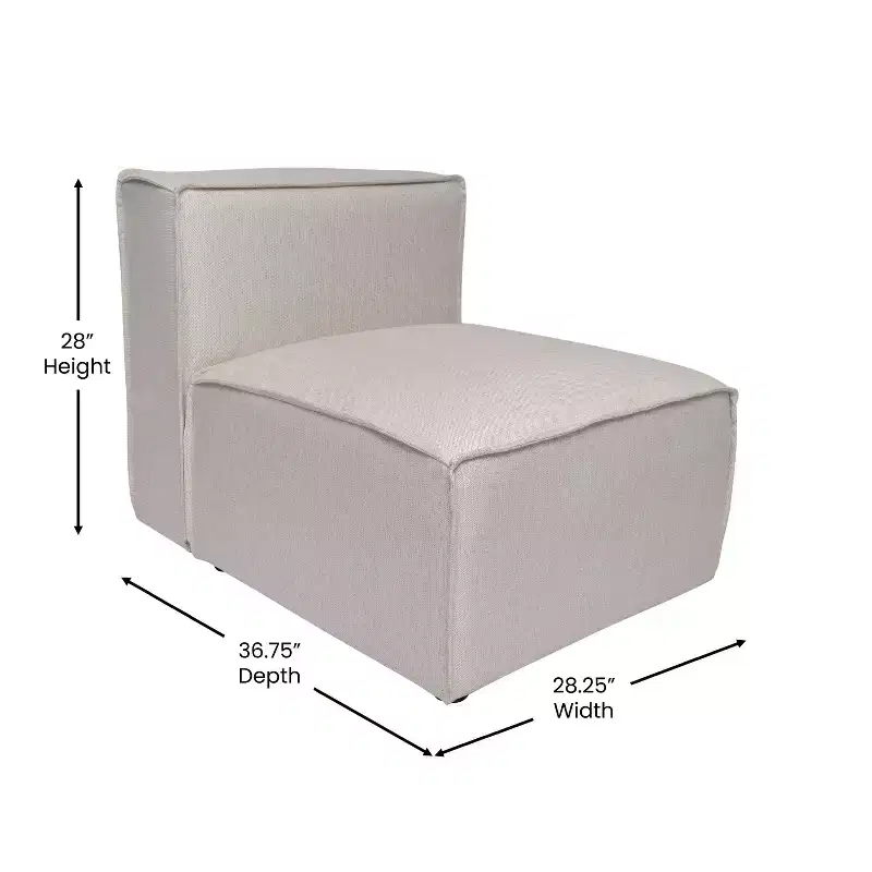 Flash Furniture Bridgetown Luxury Modular Sectional Sofa, Armless Center Seat