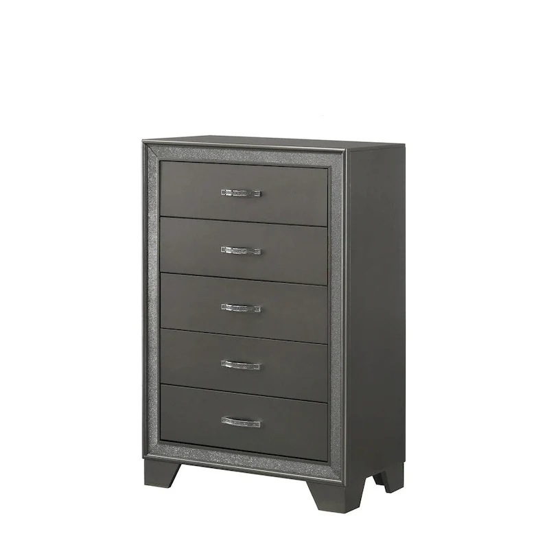 Hoyt Dark Gray Faux Leather Upholstered Tufted King Panel Bed