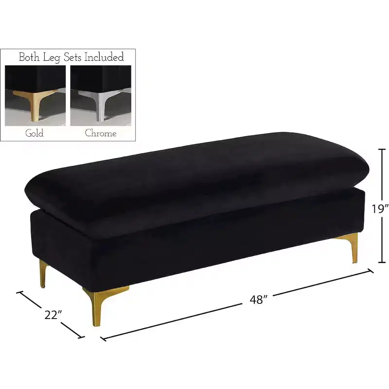 Black Velvet Ottoman