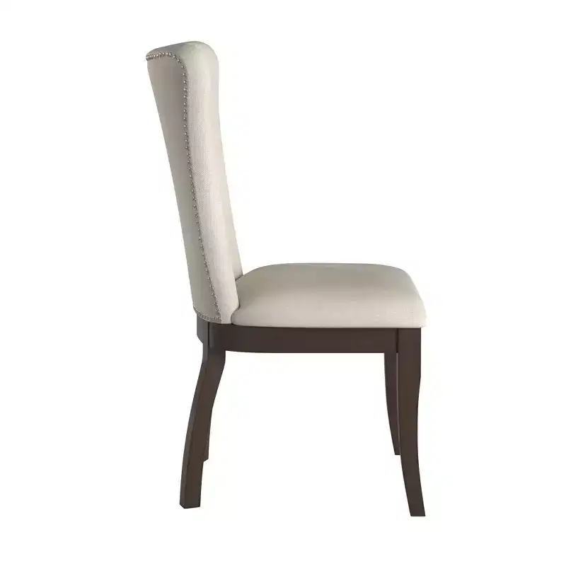 Airelle Fabric Wingback Dining Chairs (Set of 2) - Dark Cherry/Beige - iNSPIREQ