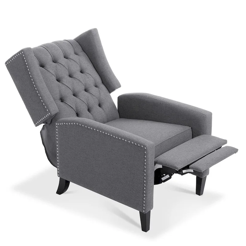27 Wide Upholstered Manual Recliner, Wing Sofa Chair with Wood Legs