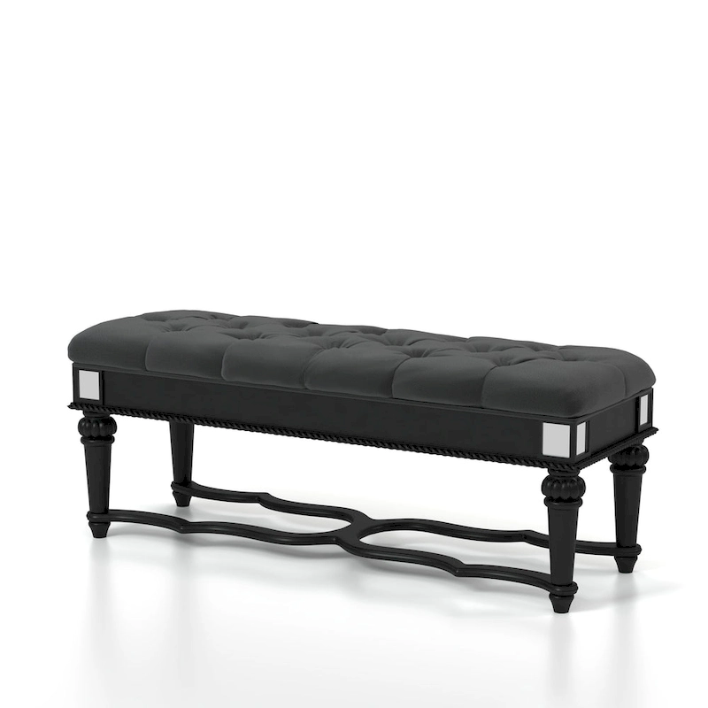 Zeln Traditional Fabric Tufted Upholstered Accent Bench by Furniture of America