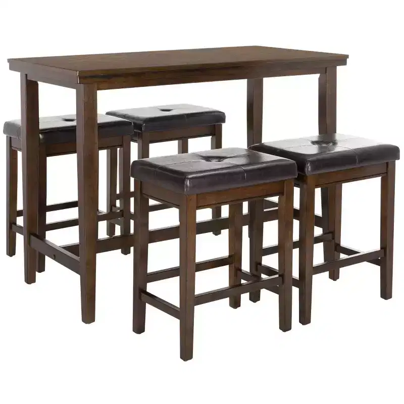 Billy 5 Piece Pub Set - DNS9201A - Dark Brown/Black - Safavieh