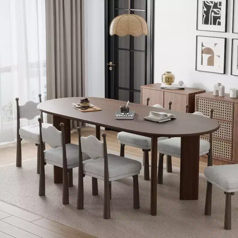 MAYEERTY 67 Wood Oval Dining Table for 4-6, Farmhouse Modern Kitchen & Dining Room Table