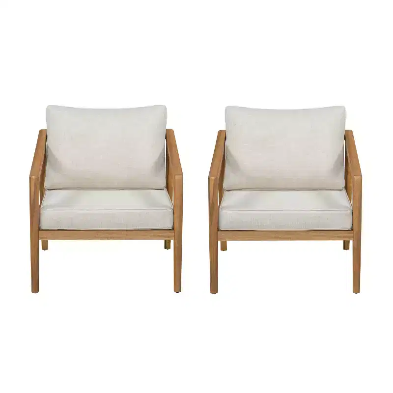 Christopher Knight Home Osborn Outdoor Slat Design Acacia Wood Club Chair (Set of 2)