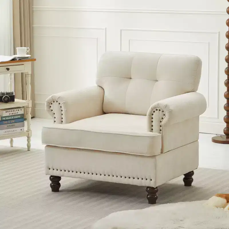 Hyleory Chenille Upholstered Pull Point Accent Chair,Sofa Armrest Chair for living room bedroom Office