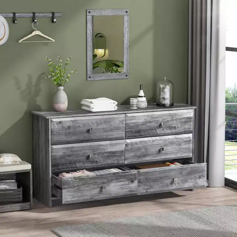 MDF 6-Drawer Dresser with Textured Fronts 53.9