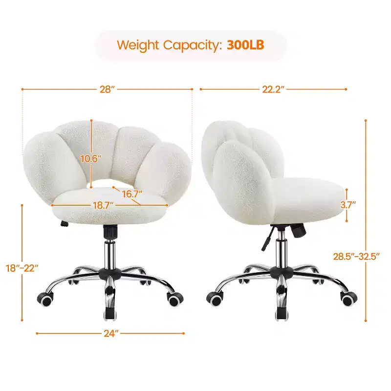 Yaheetech Boucle Upholstered Rolling Makeup Vanity Chair