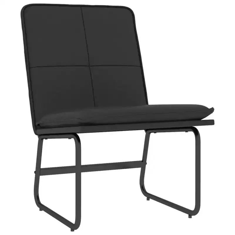 vidaXL Lounge Chair - Black Faux Leather, Metal & Plywood Single Seat Armless Accent Chair for Living Room