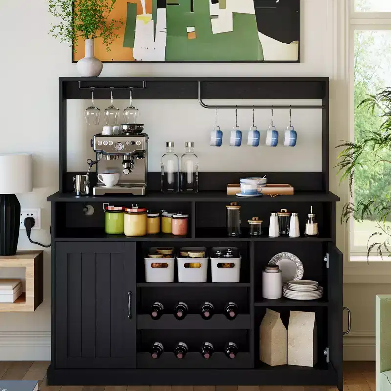 Wine Storage Cabinet with Glassware Rack