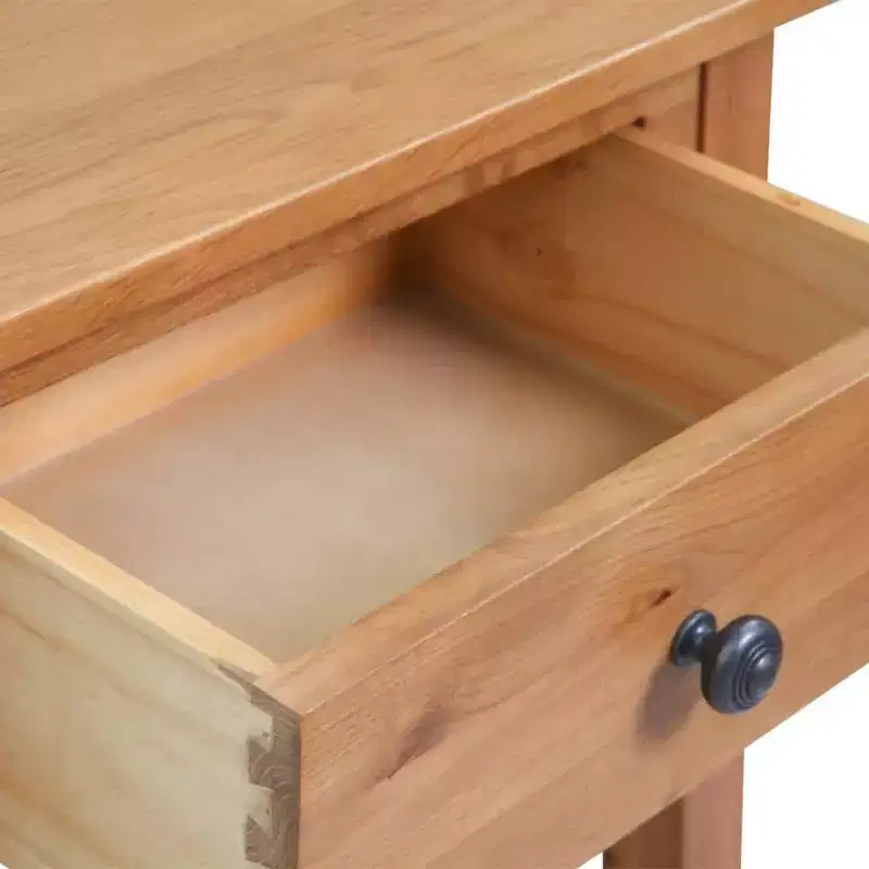 Console Table, Solid Oak & Engineered Wood, 19.7x12.6x29.5, Brown