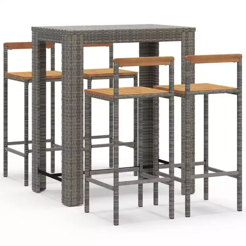 vidaXL Garden Bar Set PE rattan Standard Footrest Garden Bar Set