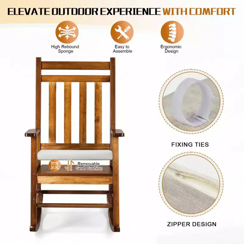 Karl Home | Solid Wood Patio Rocking Chair