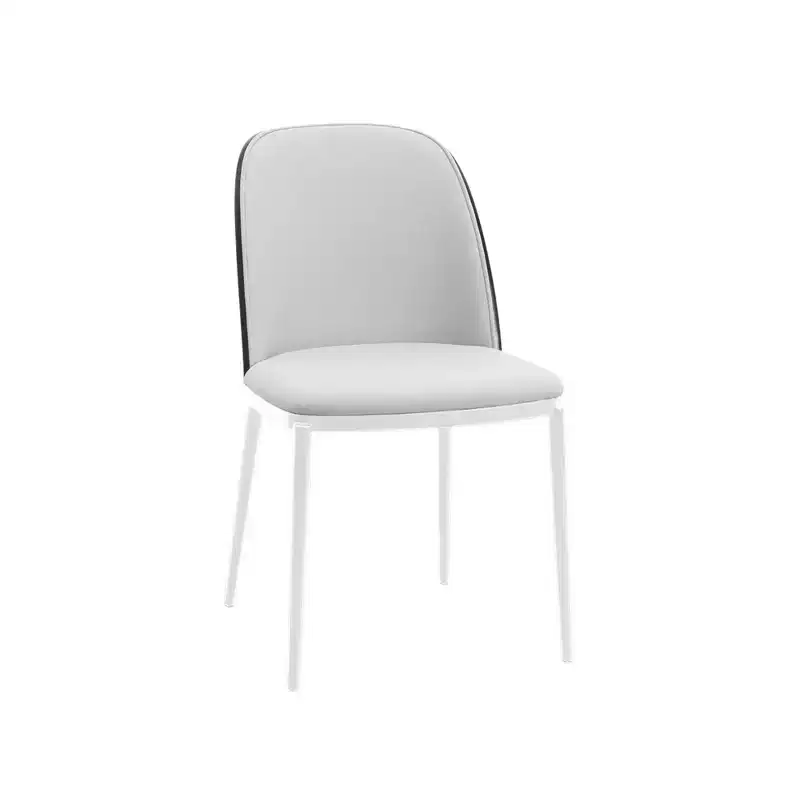 LeisureMod Tule Modern Dining Chair with PU Leather, Velvet, or Suede Seat and White Steel Frame  Kitchen, Dining Room, Home, Cafe, Seating