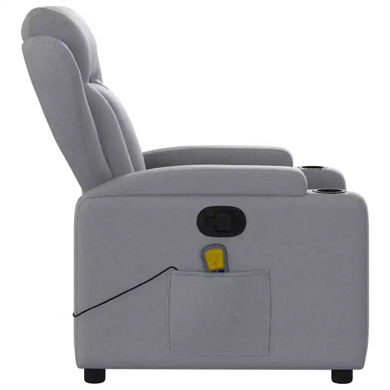 vidaXL Light Gray Fabric Recliner Chair - 6-Point Vibration Massage, Adjustable Backrest & Footrest