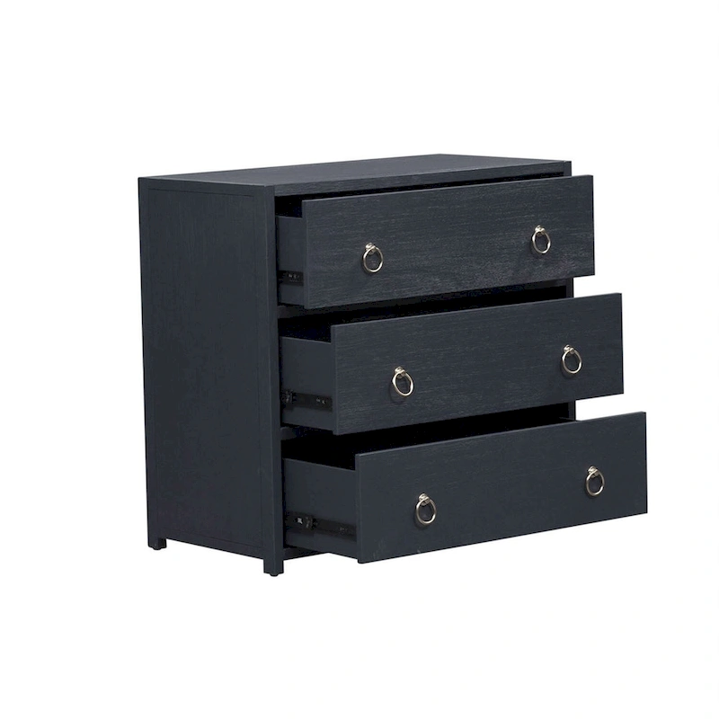 East End Wire Brushed Denim, White, & Black Accent Cabinet