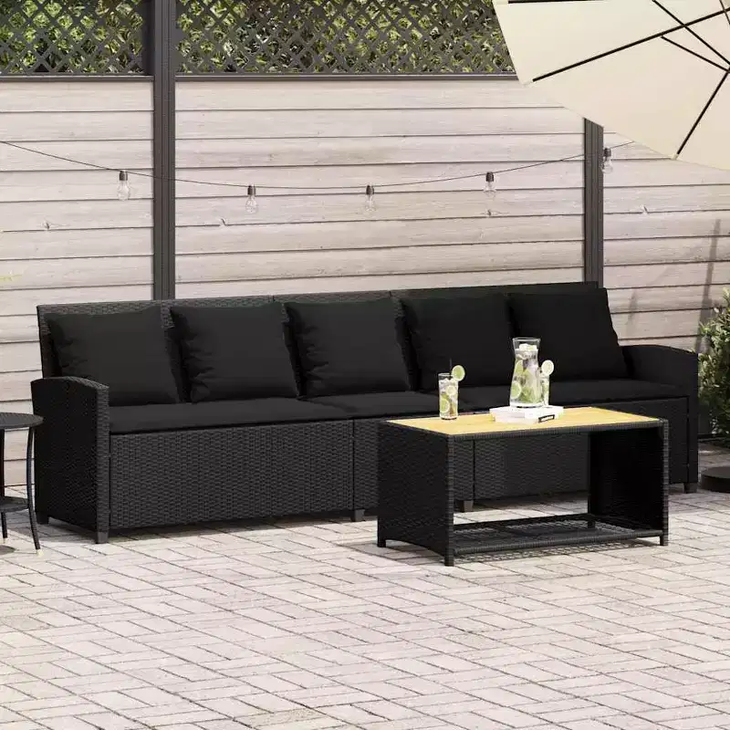 vidaXL Garden Sofa PE rattan, powder-coated steel Large Modular