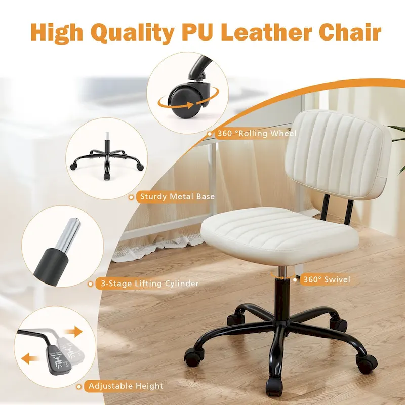 Low Back Task Chair Small Home Office Chair with Wheels