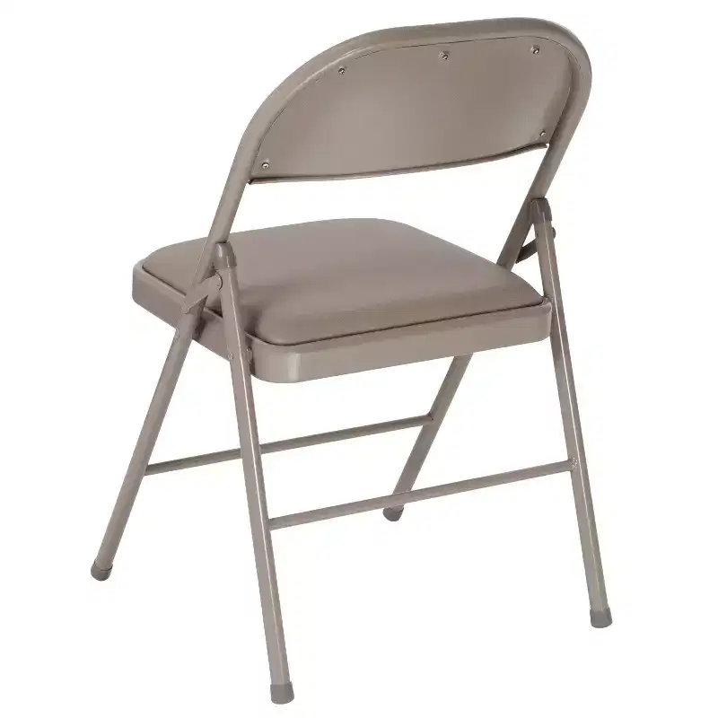 Beige / Gray Padded Vinyl Folding Chair – Set of 2
