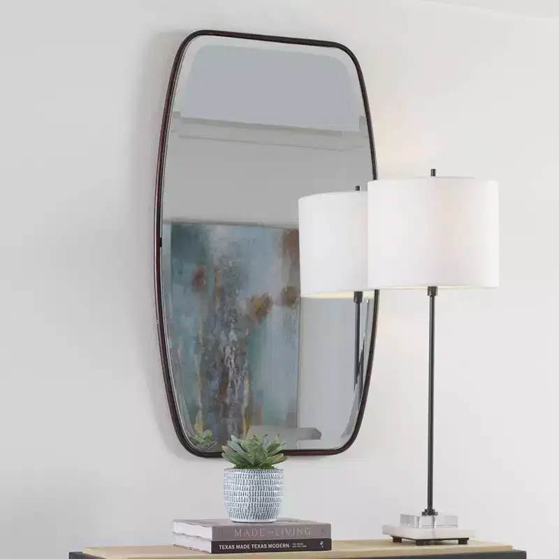 Uttermost Rectangular Vanity Accent Wall Mirror Modern Beveled Dark Bronze Frame 21 1/4 Wide for Bathroom Bedroom Living Room